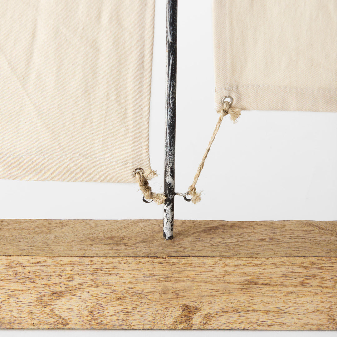 Tartane Large 22L x 2W Brown/Cream Nautical Inspired Sailboat Decor Mercana