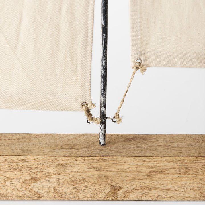 Tartane Large 22L x 2W Brown/Cream Nautical Inspired Sailboat Decor Mercana