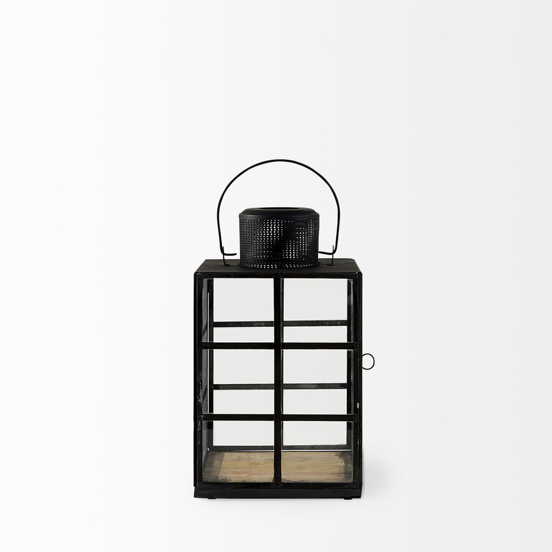 Gamfield Small Black Metal and Glass Lantern Decor Mercana
