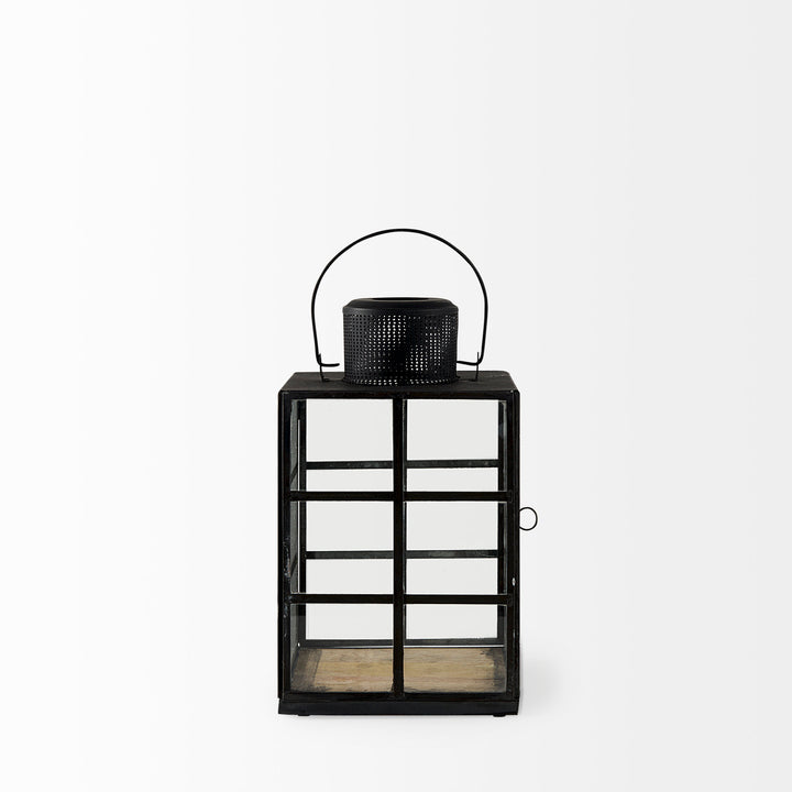 Gamfield Small Black Metal and Glass Lantern Decor Mercana
