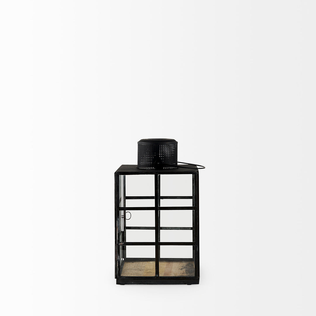 Gamfield Small Black Metal and Glass Lantern Decor Mercana