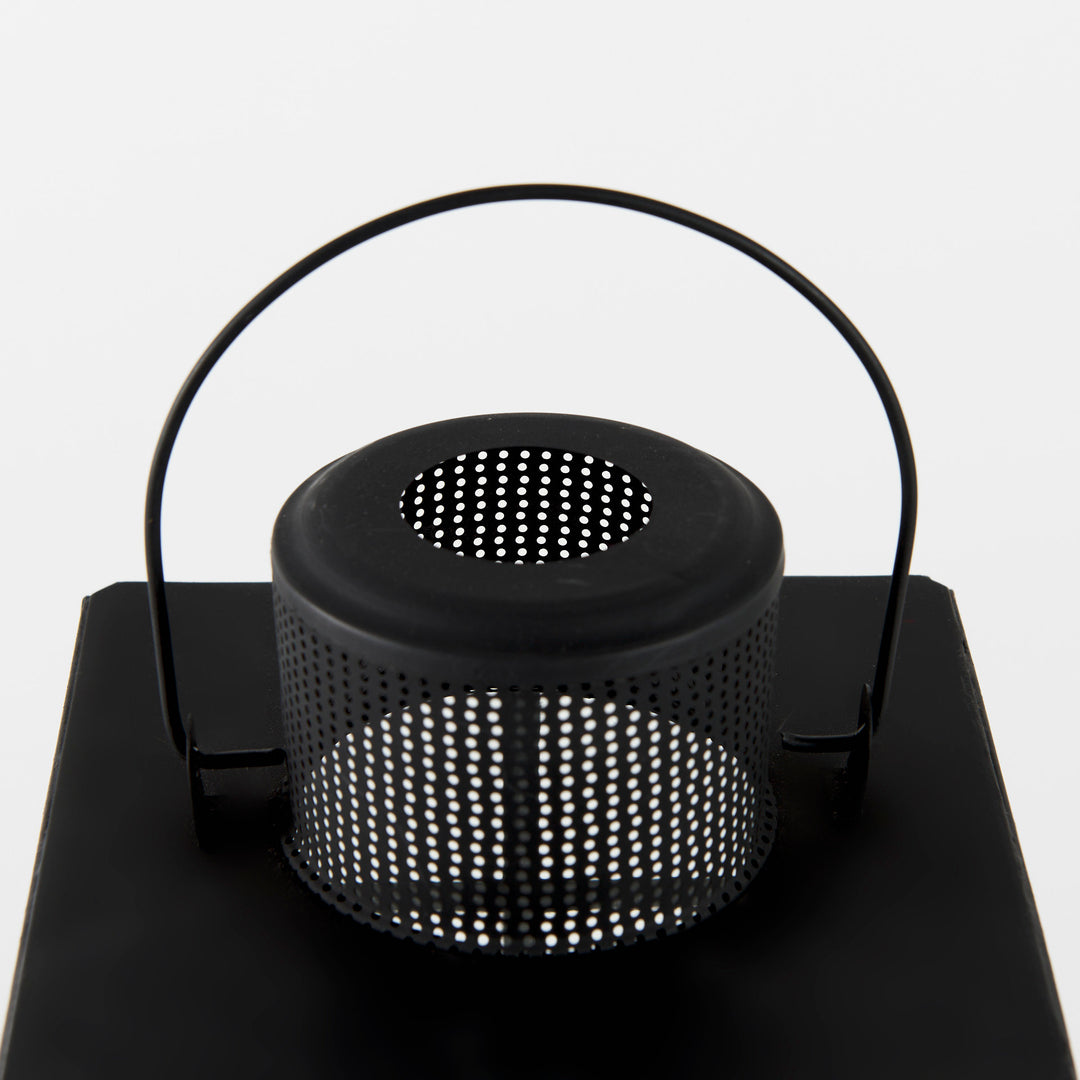 Gamfield Small Black Metal and Glass Lantern Decor Mercana