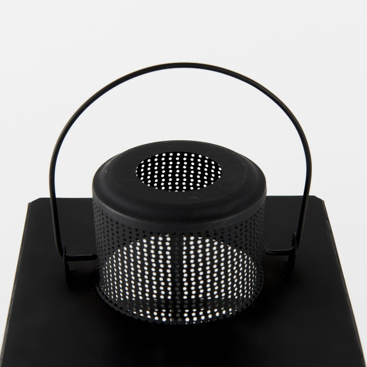 Gamfield Small Black Metal and Glass Lantern Decor Mercana