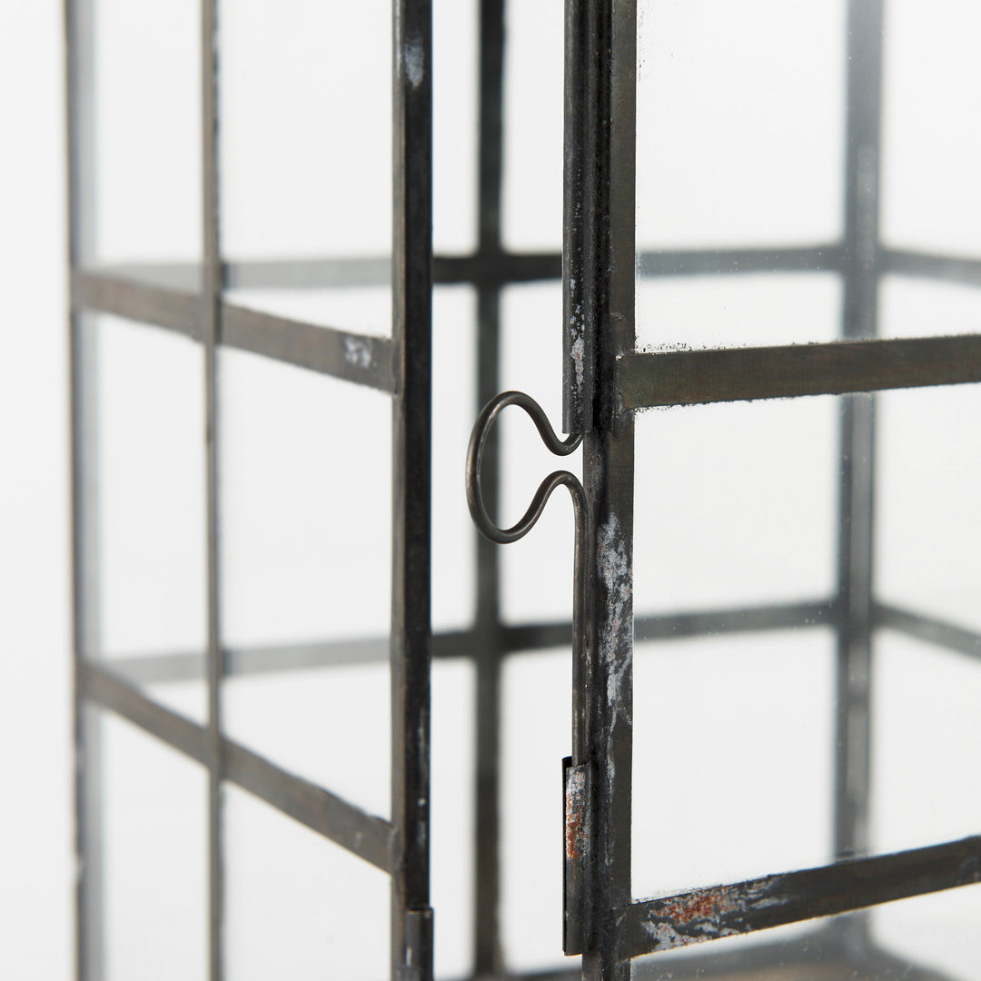 Gamfield Small Black Metal and Glass Lantern Decor Mercana