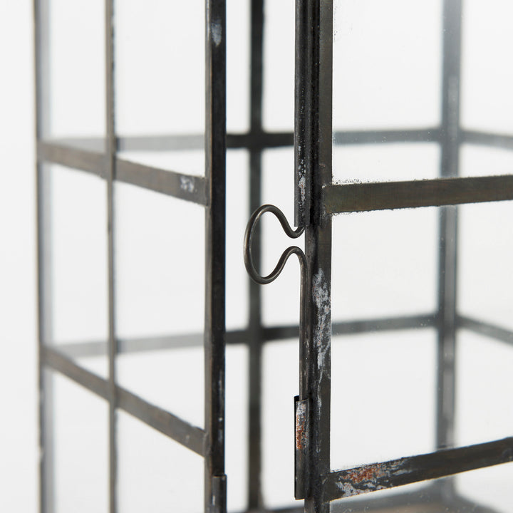 Gamfield Small Black Metal and Glass Lantern Decor Mercana