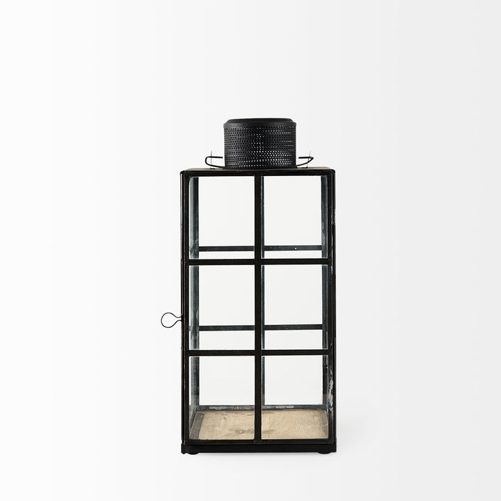 Gamfield Medium Black Metal and Glass Lantern Decor Mercana