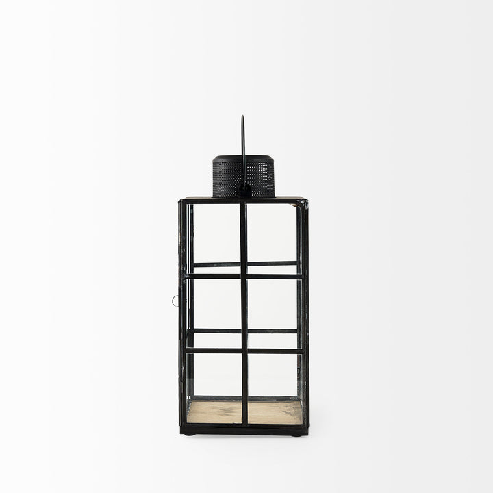Gamfield Medium Black Metal and Glass Lantern Decor Mercana