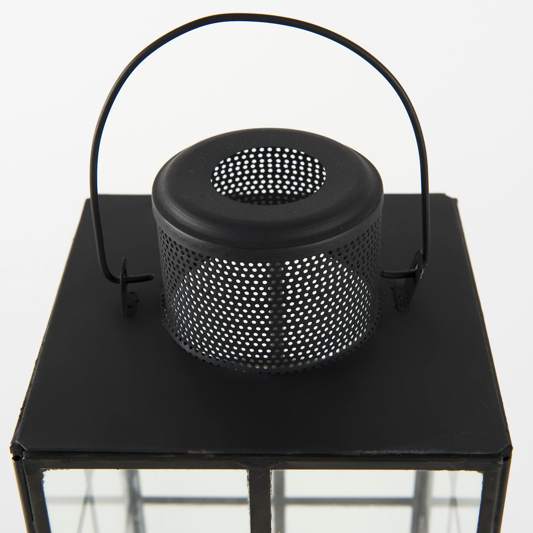 Gamfield Medium Black Metal and Glass Lantern Decor Mercana