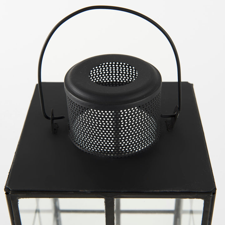 Gamfield Medium Black Metal and Glass Lantern Decor Mercana