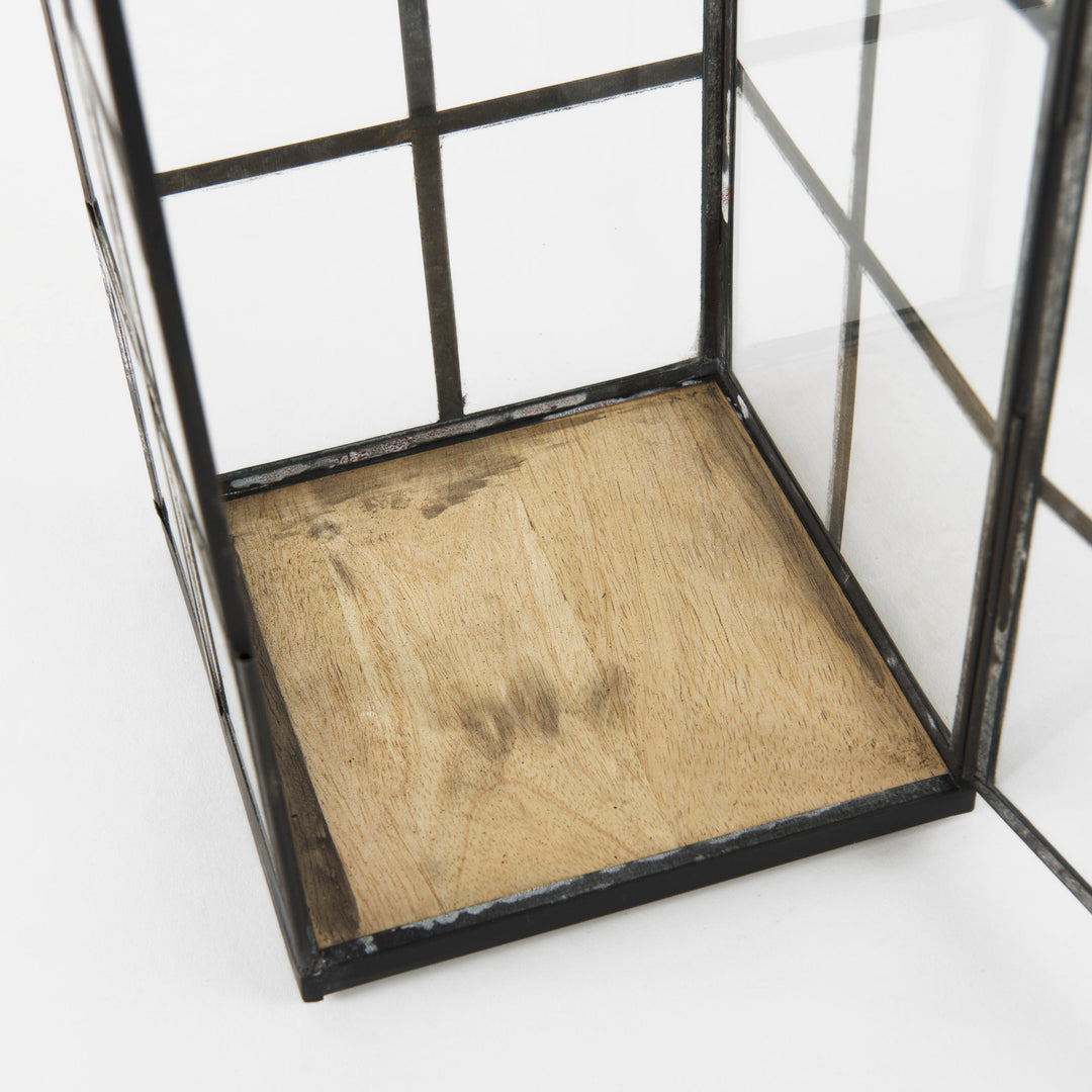 Gamfield Medium Black Metal and Glass Lantern Decor Mercana