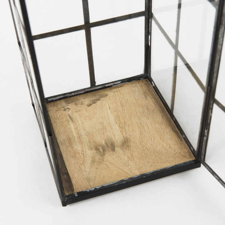 Gamfield Medium Black Metal and Glass Lantern Decor Mercana