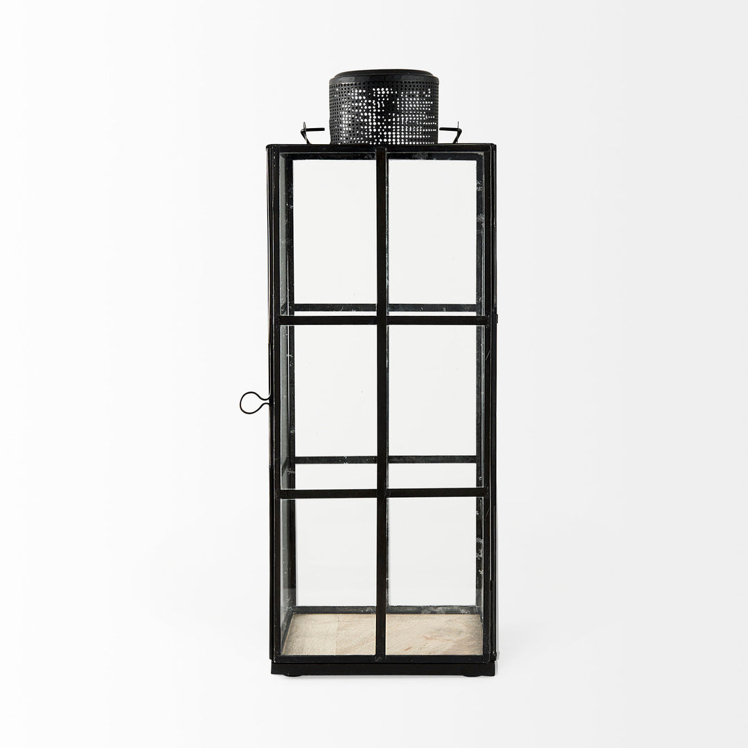 Gamfield Large Black Metal and Glass Lantern Decor Mercana