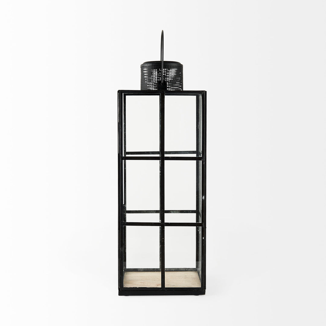 Gamfield Large Black Metal and Glass Lantern Decor Mercana