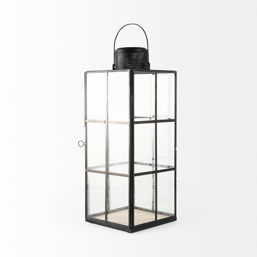 Gamfield Large Black Metal and Glass Lantern Decor Mercana
