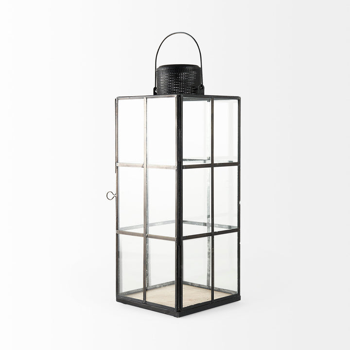 Gamfield Large Black Metal and Glass Lantern Decor Mercana