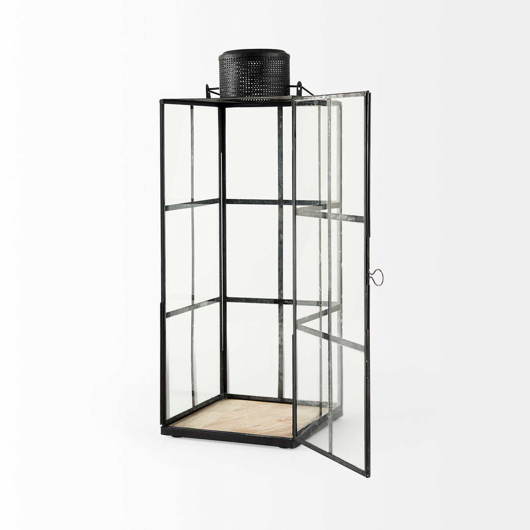 Gamfield Large Black Metal and Glass Lantern Decor Mercana