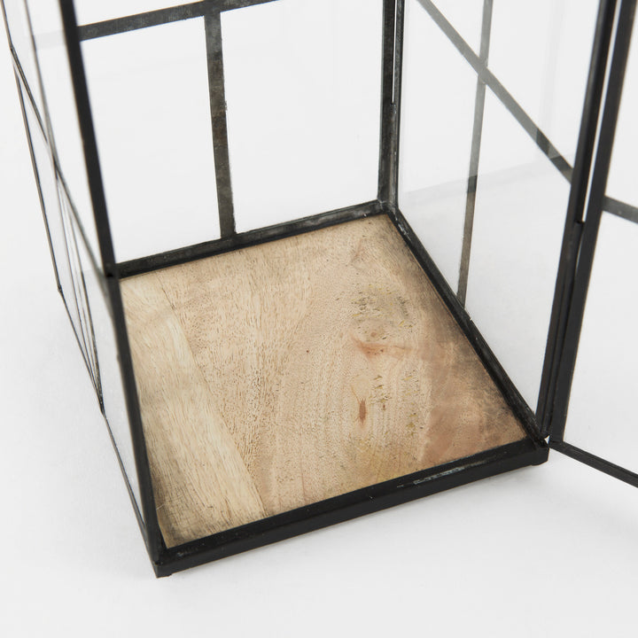 Gamfield Large Black Metal and Glass Lantern Decor Mercana