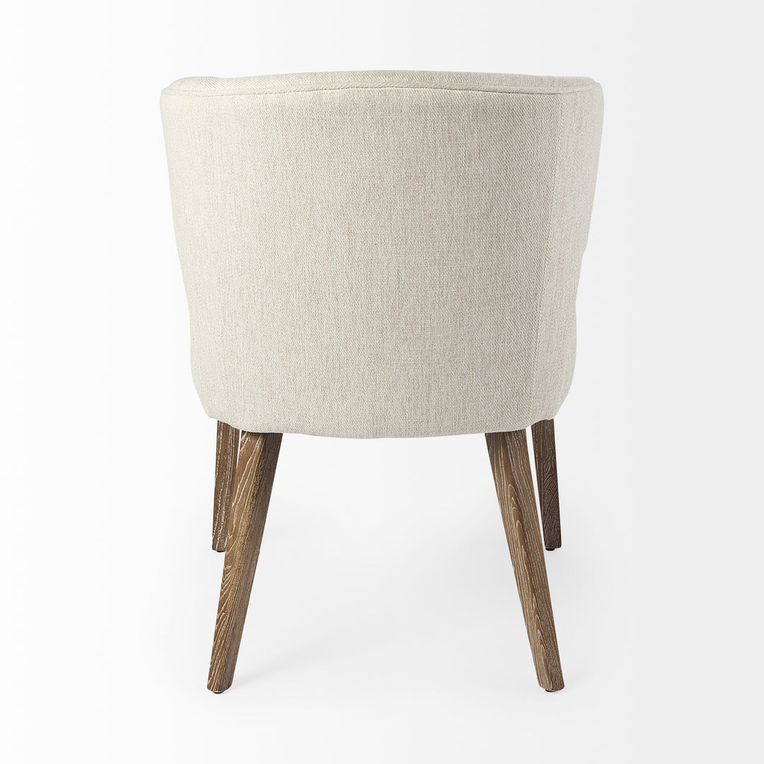 Niles Cream Fabric Seat W/ Medium Brown Wooden Legs Wingback Dining Chair Dining Room Mercana