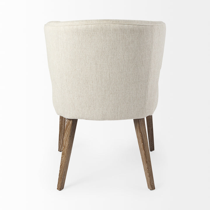 Niles Cream Fabric Seat W/ Medium Brown Wooden Legs Wingback Dining Chair Dining Room Mercana