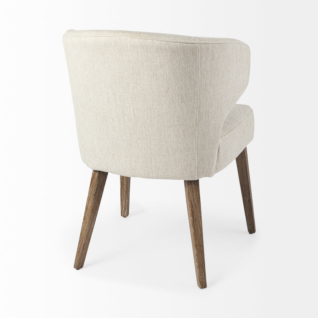 Niles Cream Fabric Seat W/ Medium Brown Wooden Legs Wingback Dining Chair Dining Room Mercana