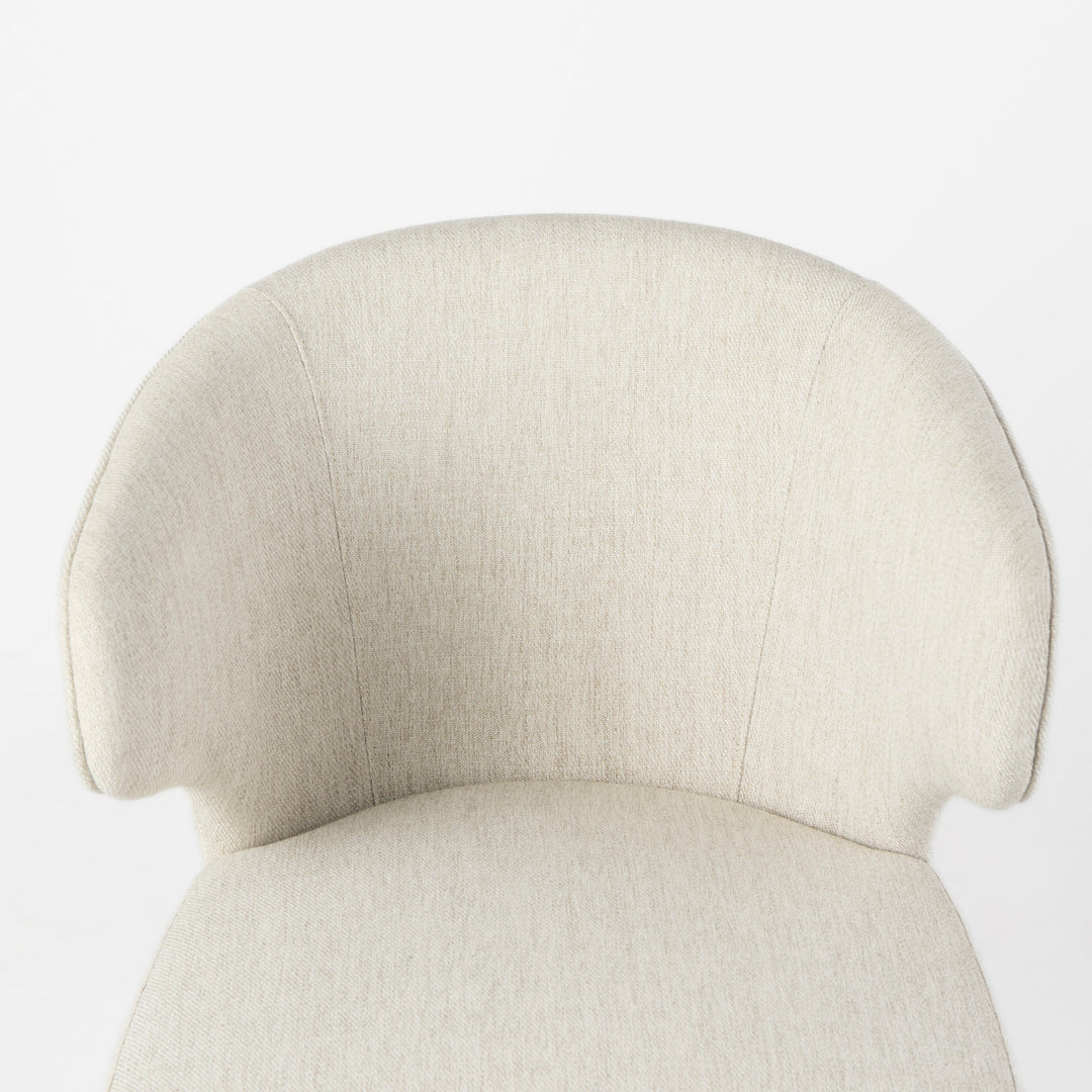 Niles Cream Fabric Seat W/ Medium Brown Wooden Legs Wingback Dining Chair Dining Room Mercana