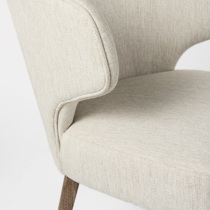 Niles Cream Fabric Seat W/ Medium Brown Wooden Legs Wingback Dining Chair Dining Room Mercana
