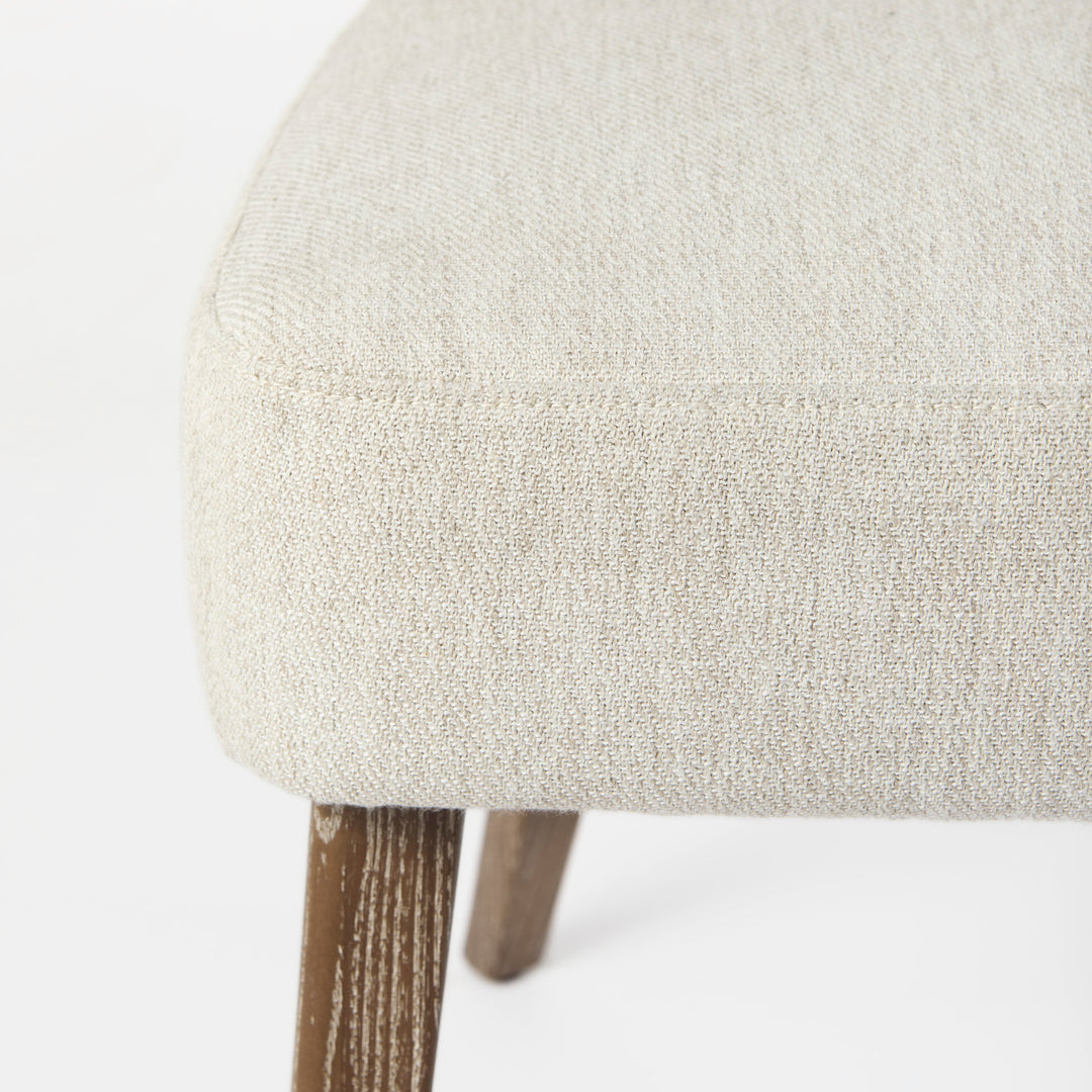 Niles Cream Fabric Seat W/ Medium Brown Wooden Legs Wingback Dining Chair Dining Room Mercana