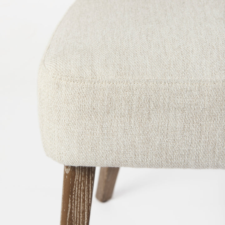Niles Cream Fabric Seat W/ Medium Brown Wooden Legs Wingback Dining Chair Dining Room Mercana