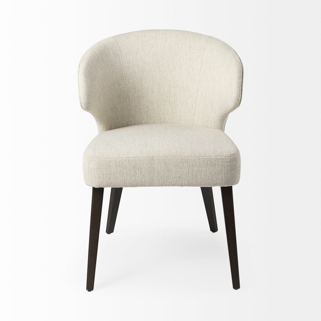 Niles Cream Fabric Seat W/ Dark Brown Wooden Legs Wingback Dining Chair Dining Room Mercana