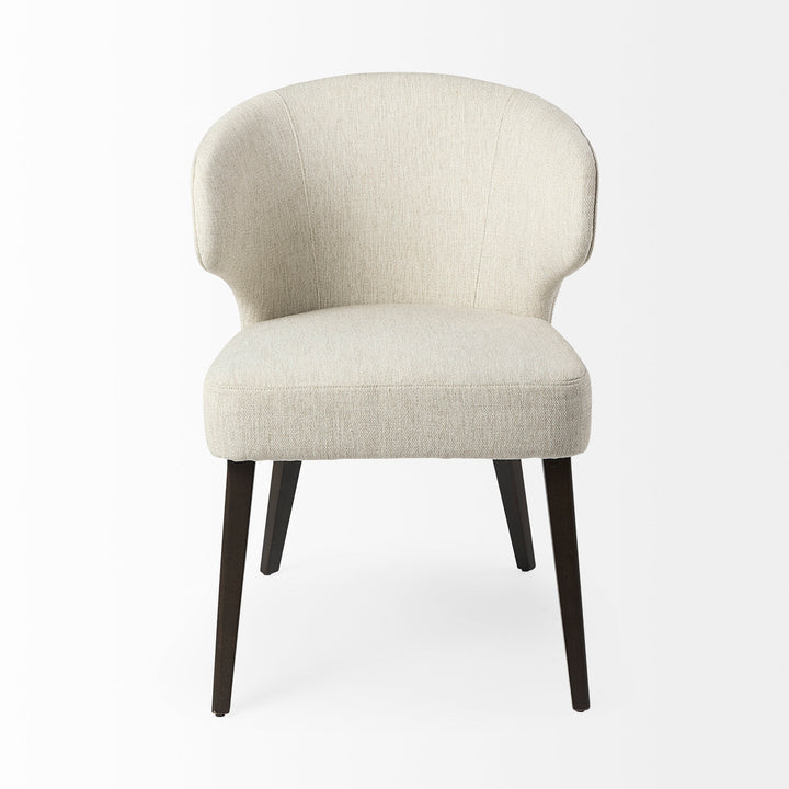 Niles Cream Fabric Seat W/ Dark Brown Wooden Legs Wingback Dining Chair Dining Room Mercana