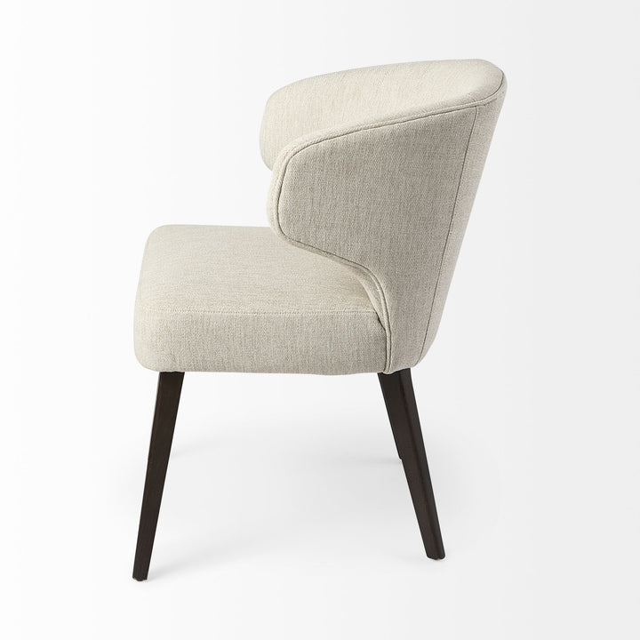 Niles Cream Fabric Seat W/ Dark Brown Wooden Legs Wingback Dining Chair Dining Room Mercana