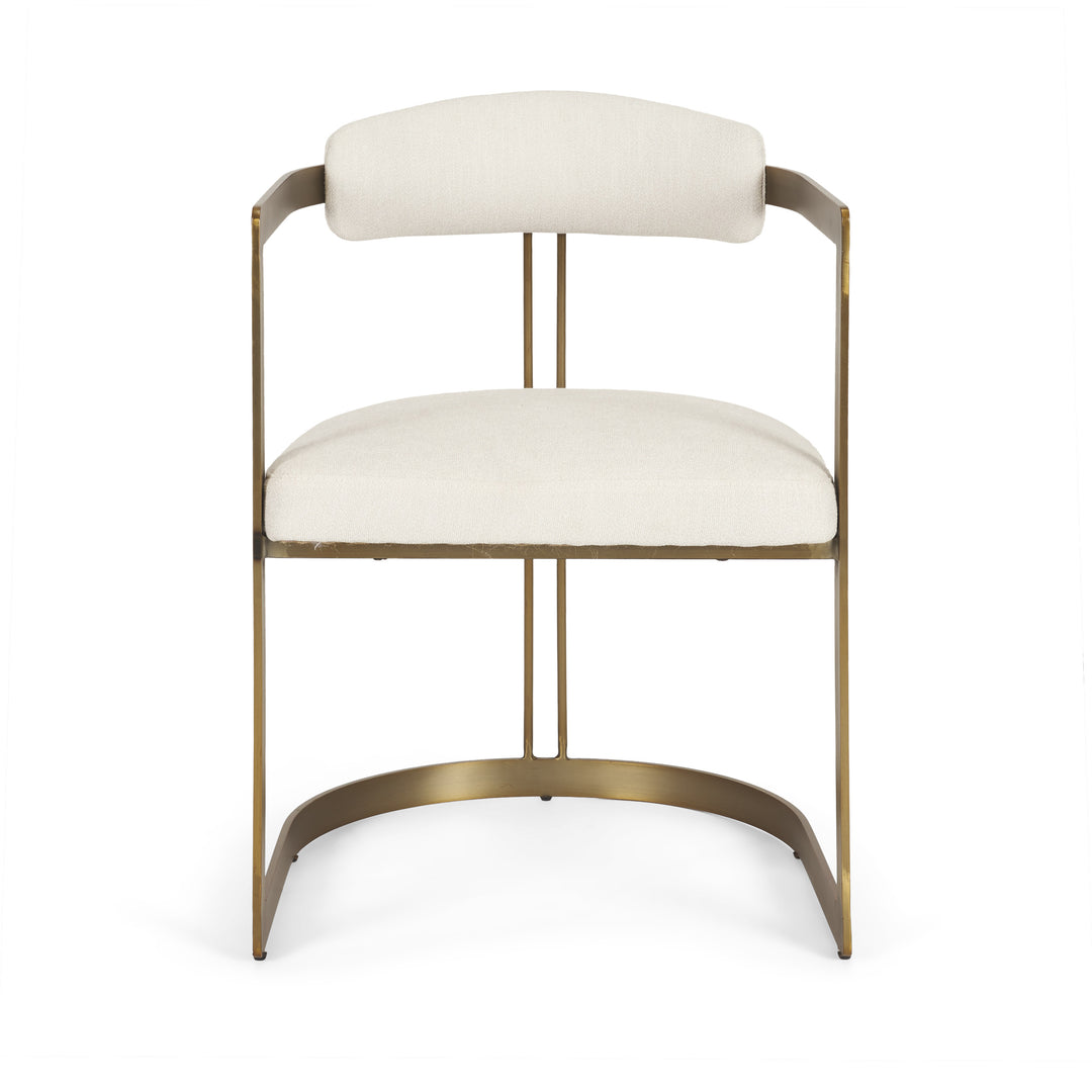Hollyfield II Cream Fabric Seat W/ Gold Iron Frame Dining Chair Living Room Mercana