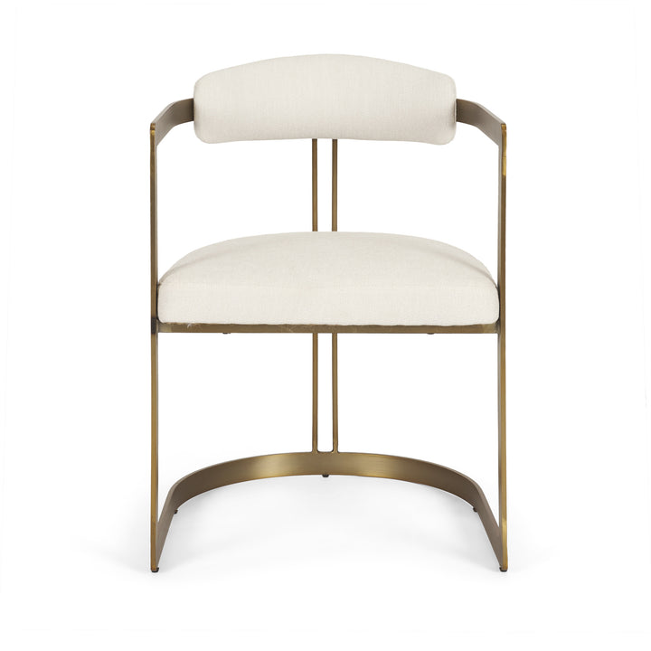 Hollyfield II Cream Fabric Seat W/ Gold Iron Frame Dining Chair Living Room Mercana