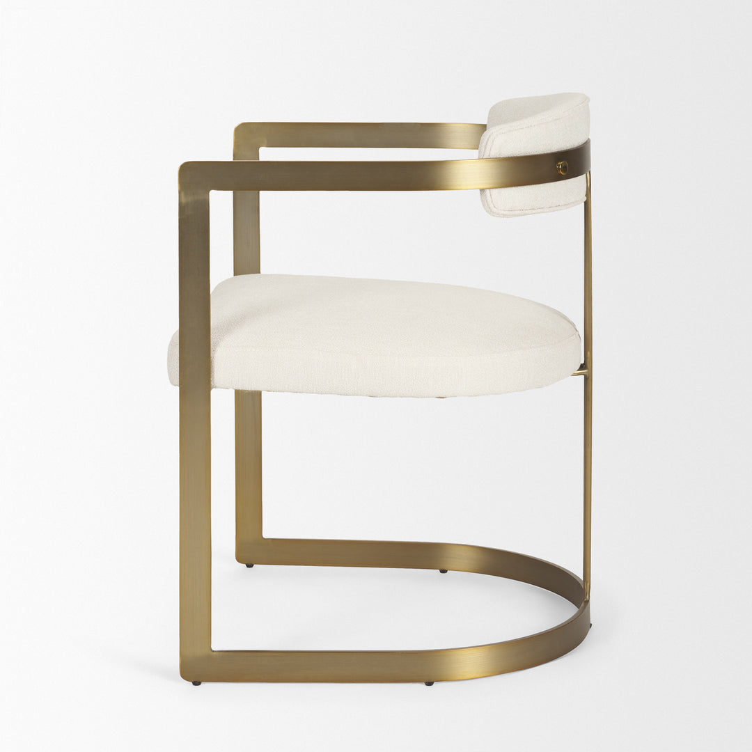 Hollyfield II Cream Fabric Seat W/ Gold Iron Frame Dining Chair Living Room Mercana