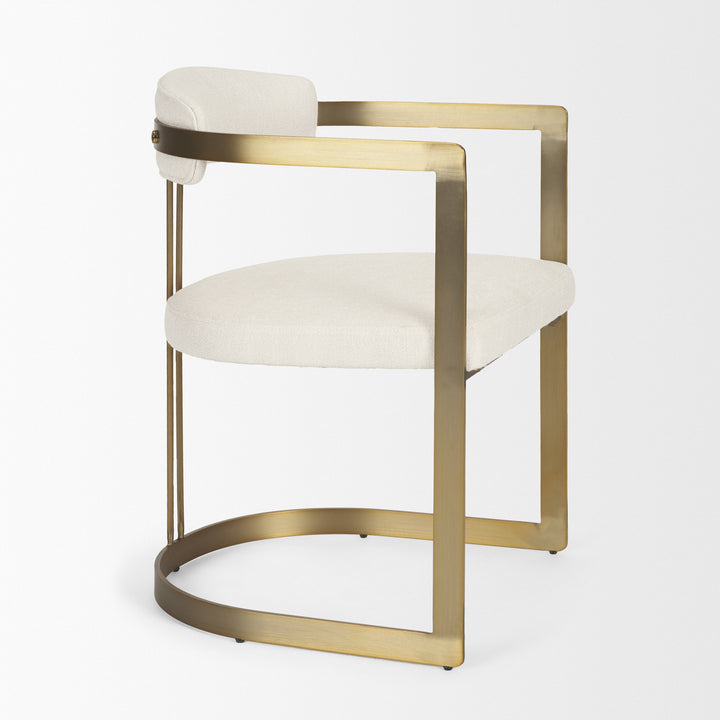 Hollyfield II Cream Fabric Seat W/ Gold Iron Frame Dining Chair Living Room Mercana