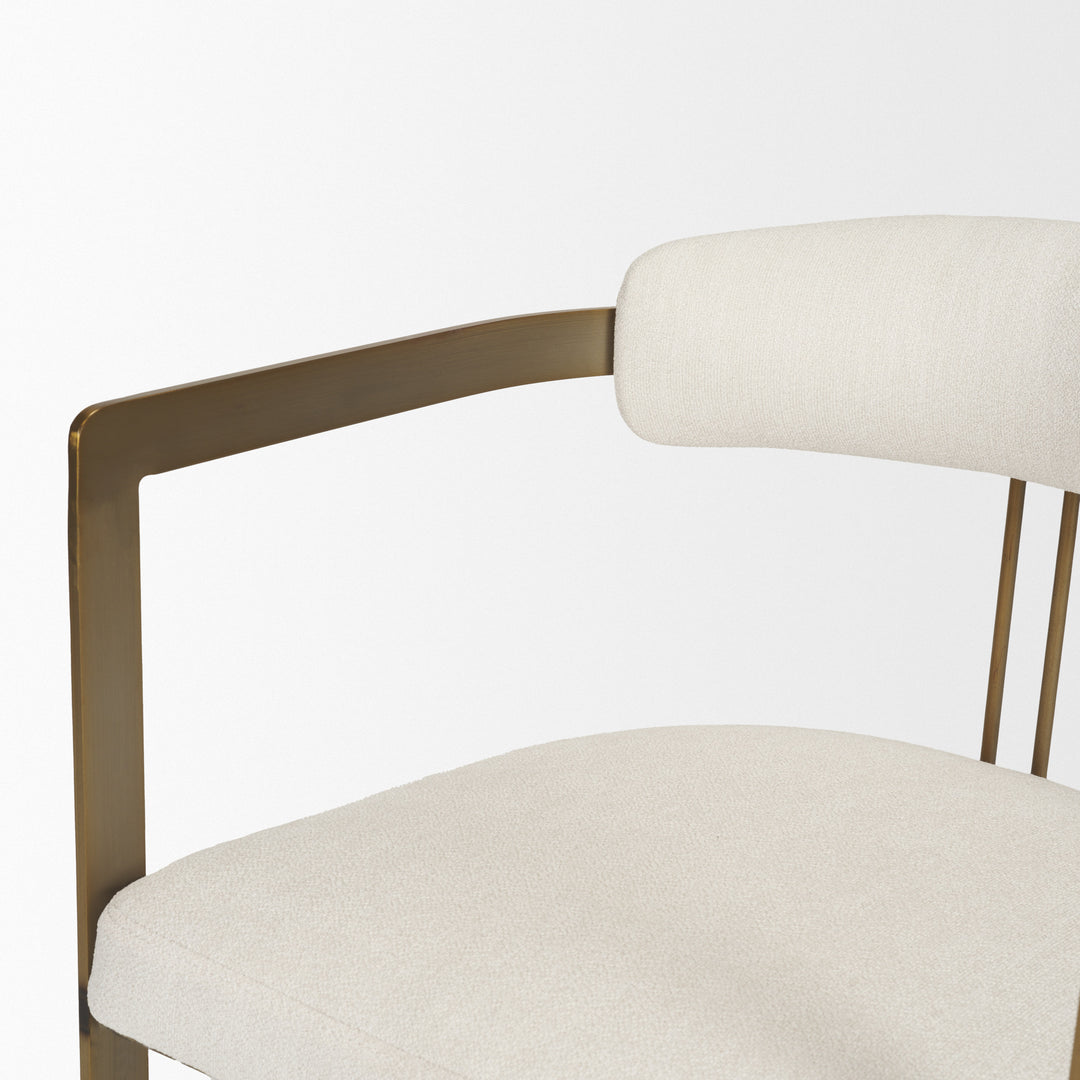 Hollyfield II Cream Fabric Seat W/ Gold Iron Frame Dining Chair Living Room Mercana
