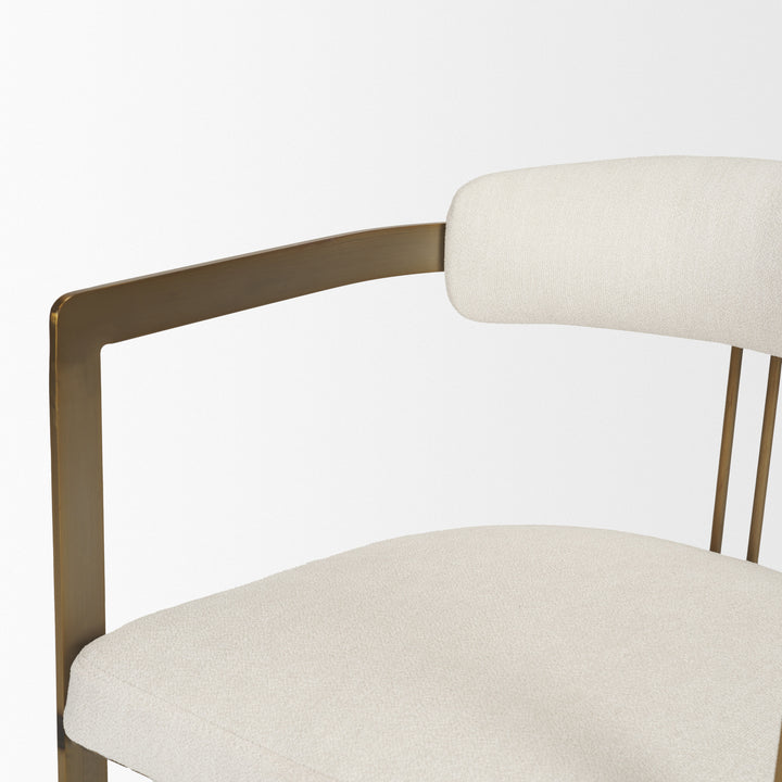 Hollyfield II Cream Fabric Seat W/ Gold Iron Frame Dining Chair Living Room Mercana