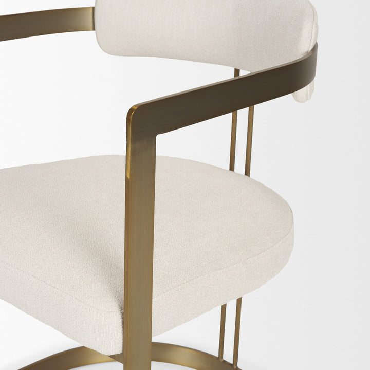 Hollyfield II Cream Fabric Seat W/ Gold Iron Frame Dining Chair Living Room Mercana