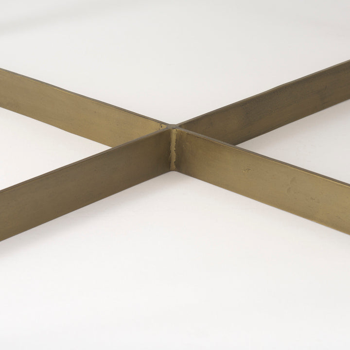 Faye Beige Finished Wood W/Gold Metal Base Square Coffee Table Living Room Mercana