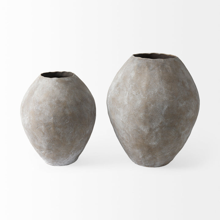 Gobi 20L x 23H Small Tan Ceramic Oval Vase Decor Mercana