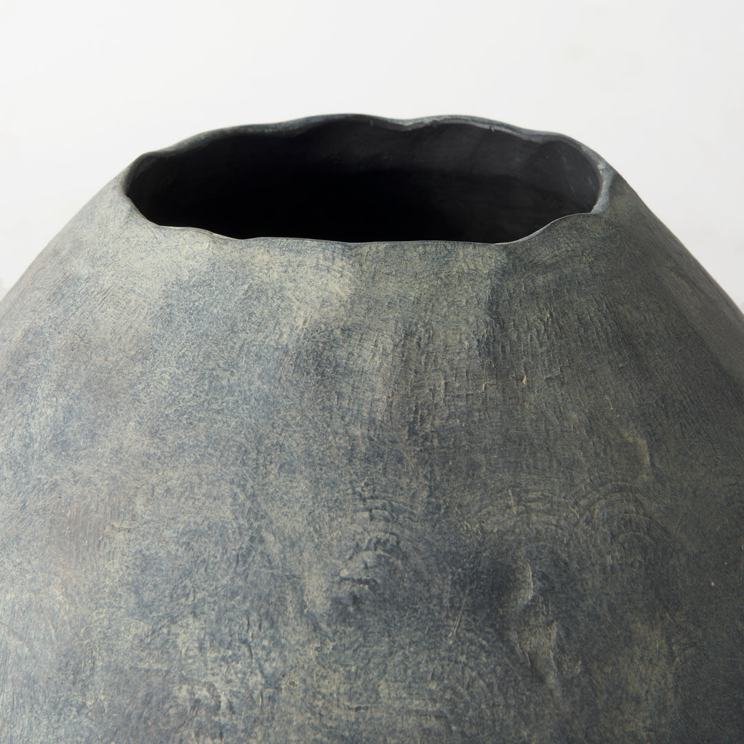 Gobi 20L x 23H Small Gray Ceramic Oval Vase Decor Mercana