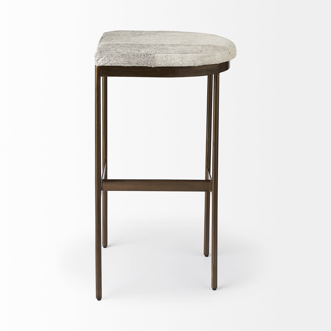 Millie 16.75 X 17.75 X 30 Hair-on-hide Seat W/ Gold Frame Bar Stool Dining Room Mercana
