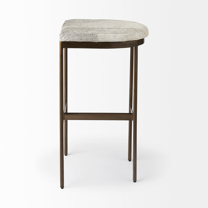 Millie 16.75 X 17.75 X 30 Hair-on-hide Seat W/ Gold Frame Bar Stool Dining Room Mercana