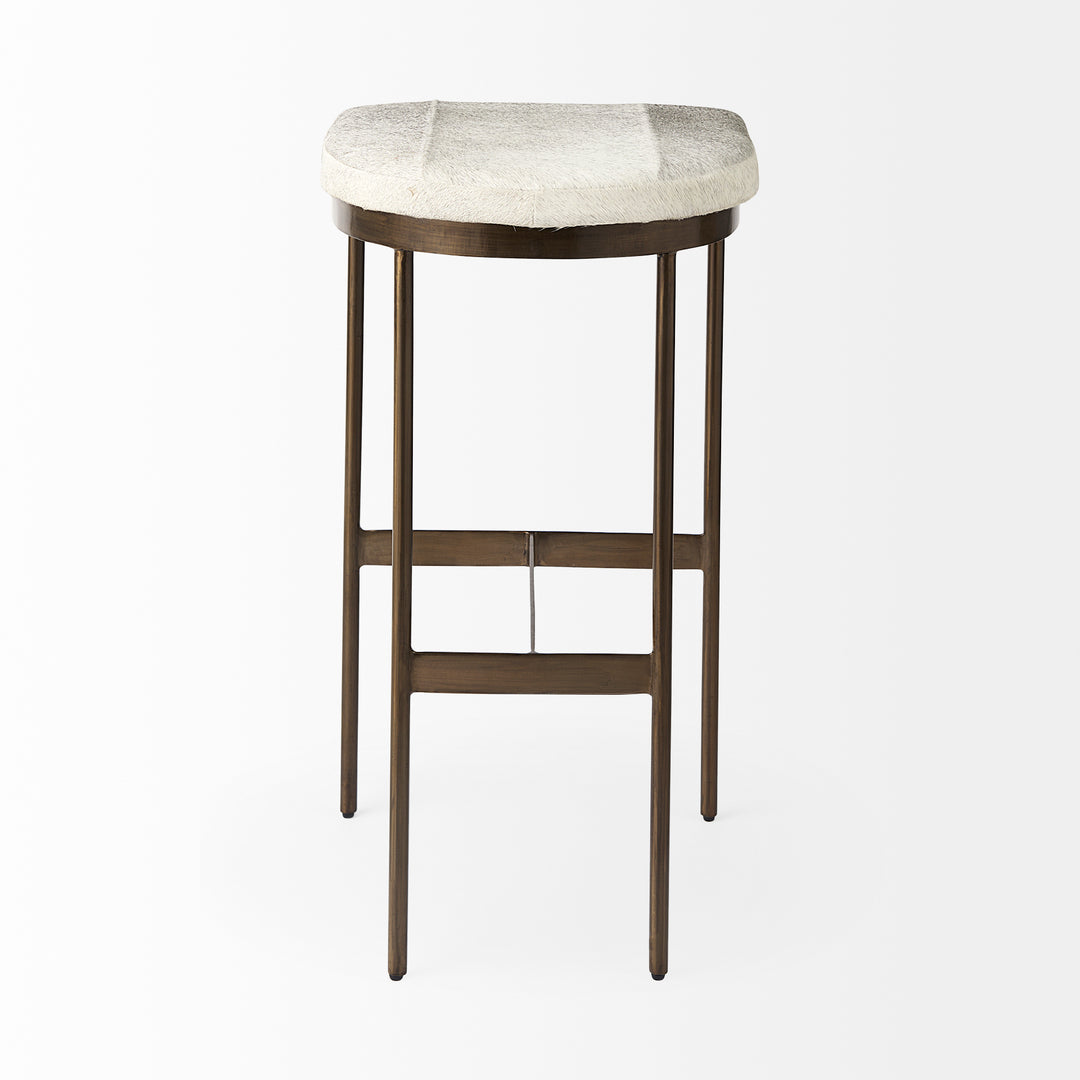 Millie 16.75 X 17.75 X 30 Hair-on-hide Seat W/ Gold Frame Bar Stool Dining Room Mercana