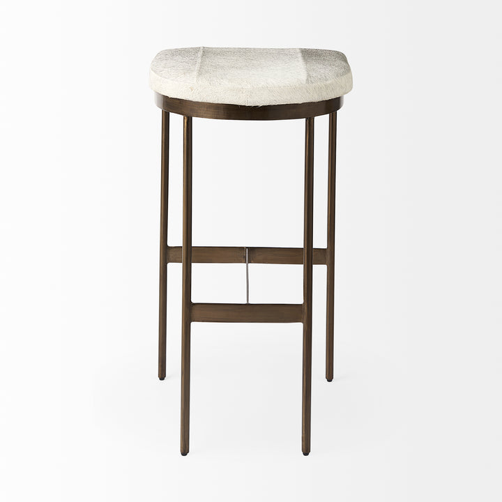 Millie 16.75 X 17.75 X 30 Hair-on-hide Seat W/ Gold Frame Bar Stool Dining Room Mercana