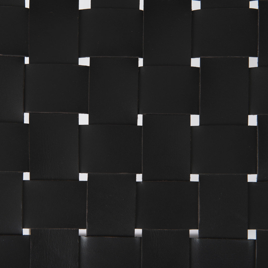 Clarissa Black Woven Leather Seat W/ Gold Frame Counter Stool Dining Room Mercana