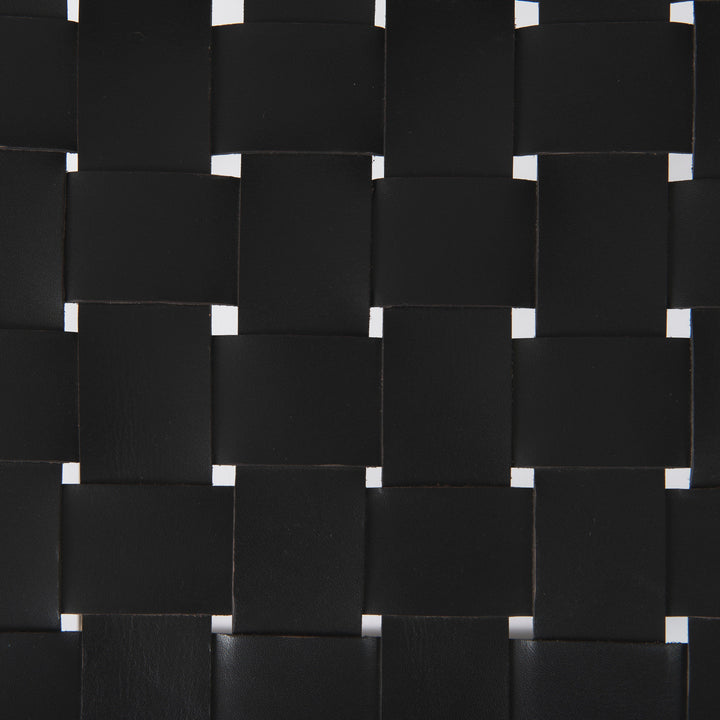 Clarissa Black Woven Leather Seat W/ Gold Frame Counter Stool Dining Room Mercana