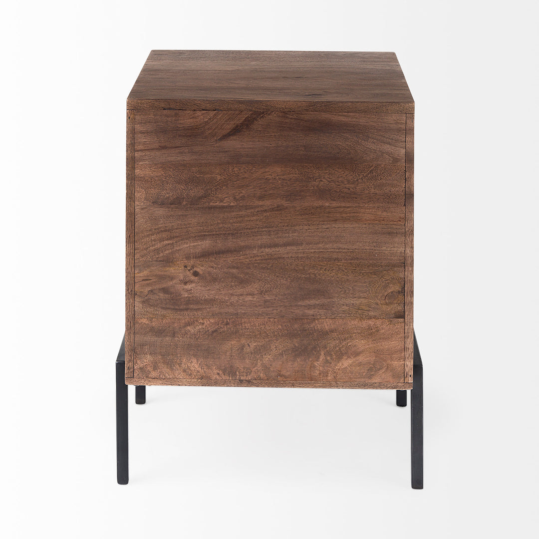Arelius Medium Brown Wood W/ Black Metal Frame End/Side Table Dining Room Mercana