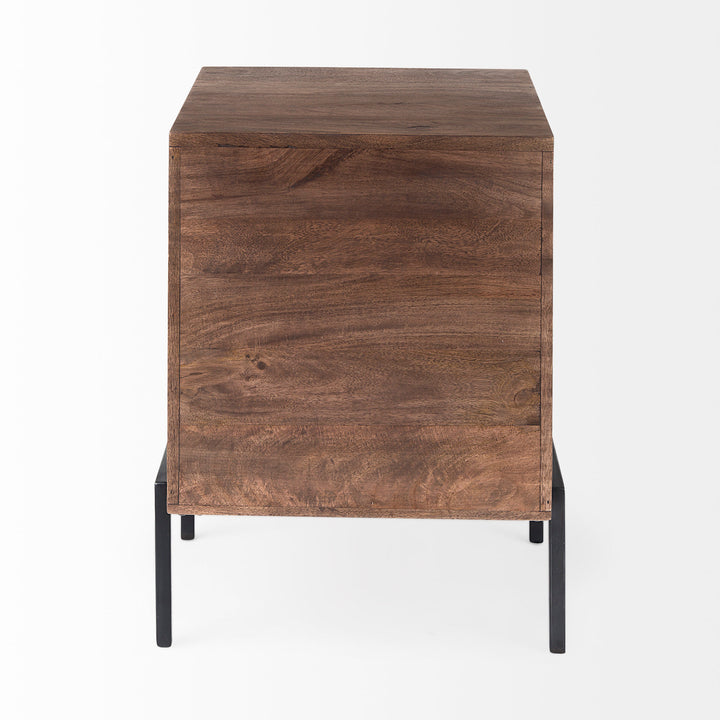 Arelius Medium Brown Wood W/ Black Metal Frame End/Side Table Dining Room Mercana