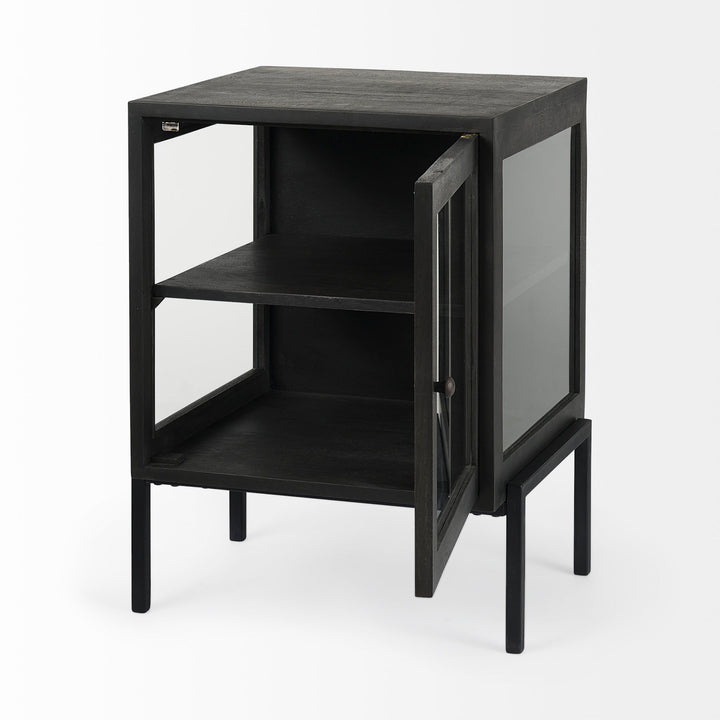 Arelius Black-Brown Wood W/ Black Metal Frame End/Side Table Dining Room Mercana